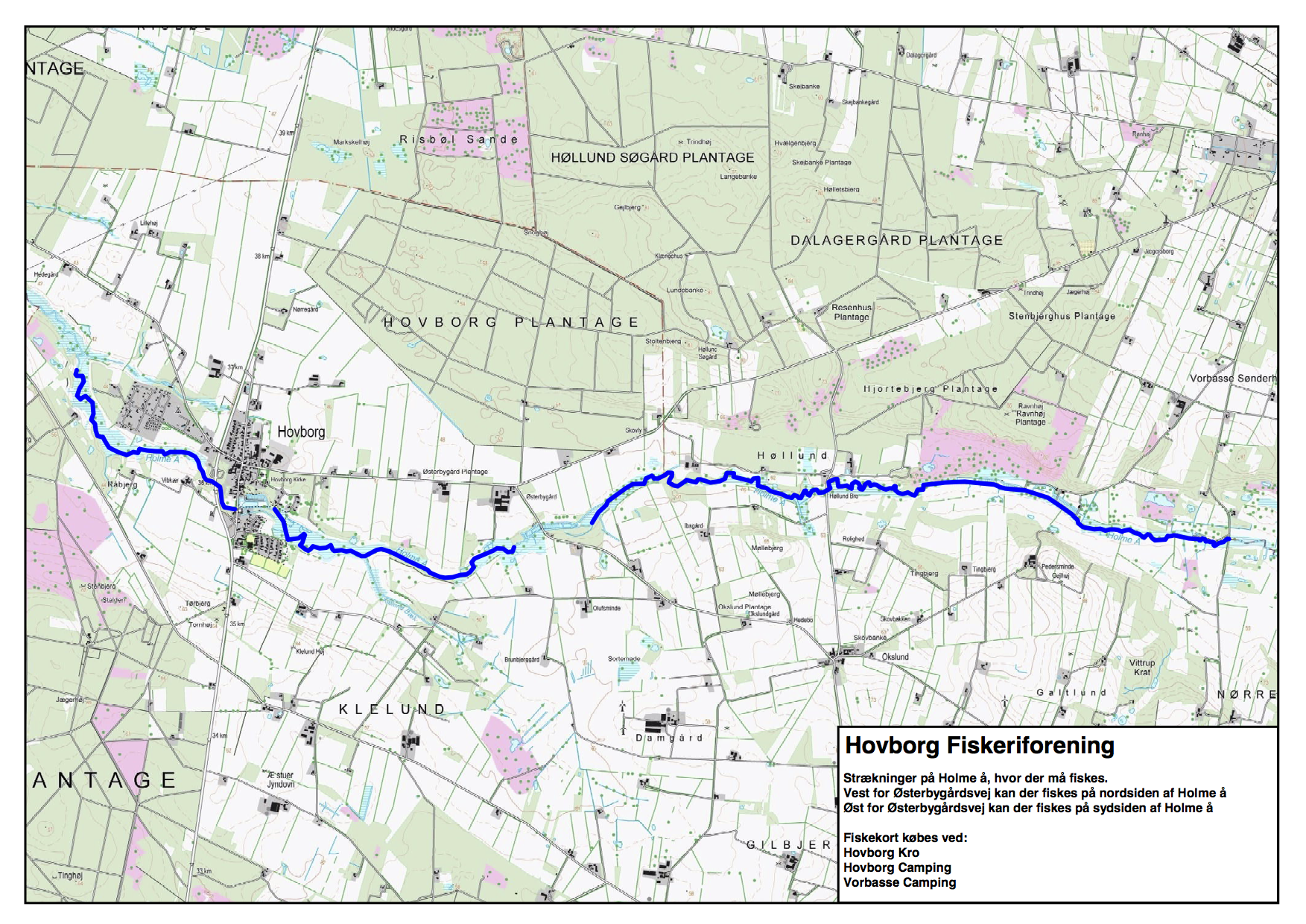 Kort Over Vorbasse Info om Fiskeri i Holme Å – Hovborg Kort Over Vorbasse